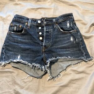 Levi’s distressed button fly cut off denim shorts